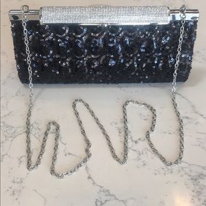 NWT Kate Landry black sequin crossbody/clutch